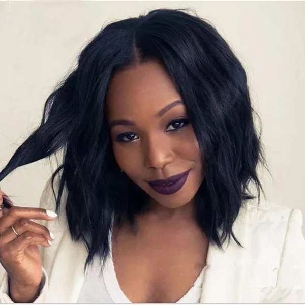 ELCNEPAL® | 360 Lace Black beauty Cute short hair roll Fashion Short Lace High-Density Hair Wigs Bob Wig For Cosplay Party- Black/Blonde/Brown ELCNEPAL