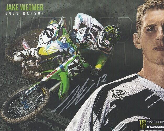 JAKE WEIMER*SIGNED*AUTOGRAPHED*Photo Poster painting CARD*MONSTER*ENERGY*KAWASAKI*SUPERCROSS*COA