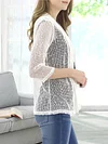 Vibrant V-Neck Crochet Cardigan - Elegant 3/4 Sleeve Mesh Slim Fit, Breathable, Casual, Comfortable, Women's Fashion Clothing for Daily Wear
