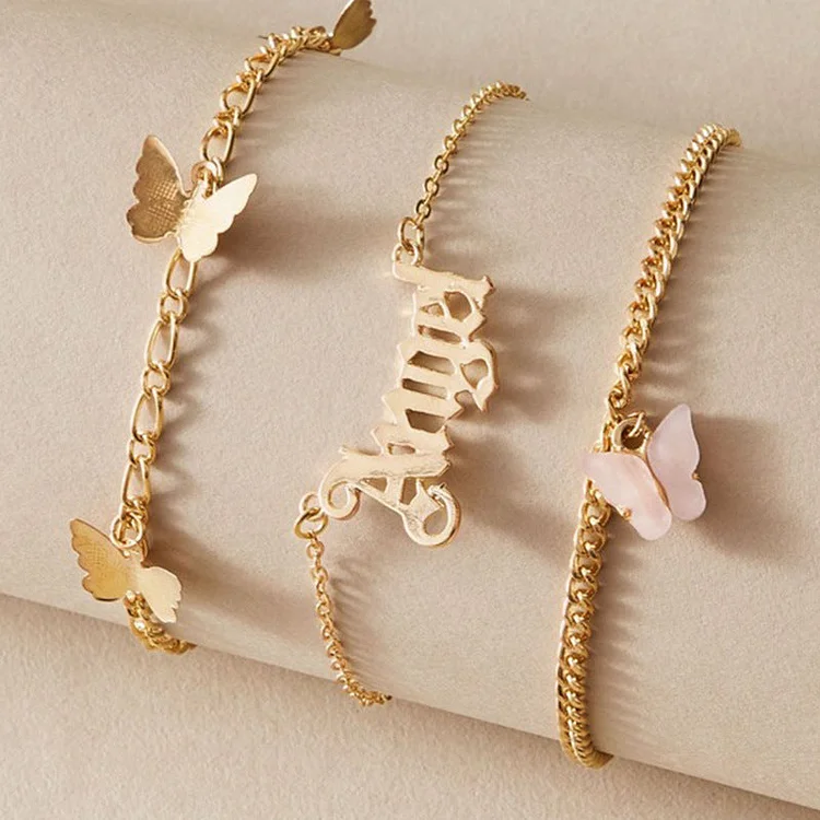 Angel Butterfly Anklets 3 Piece Set