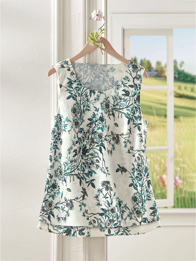 Women's Casual Floral Print Cotton Vest