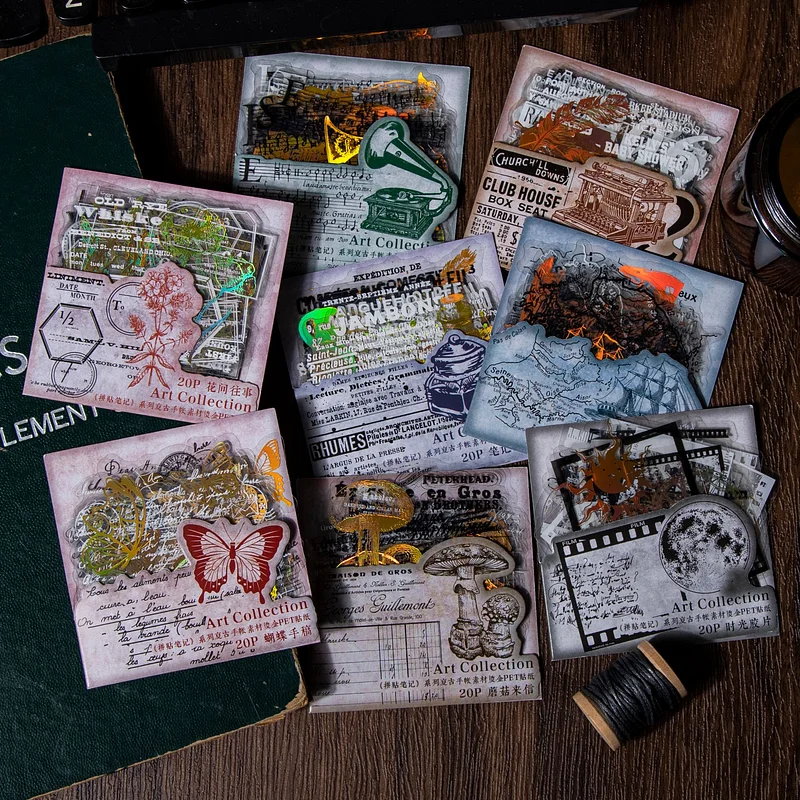 30Sheets PET Stickers Bag Drunken Rain twilight collage Supplies