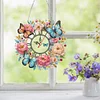 Acrylic Special Shape Peony Butterfly 5D Diamond Painting Wreath Clock