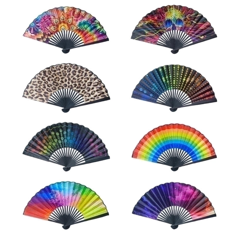 Halloween Chinoiserie Leopard Skull Bamboo Fan Fans & Heating
