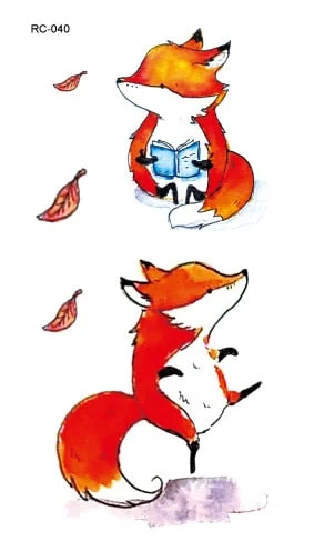 52 Kinds Watercolor Animals Fake Tattoos Temporary Cat Flamingo Wolf Whale Fox Butterfly Waterproof Tatto Stickers Small Size