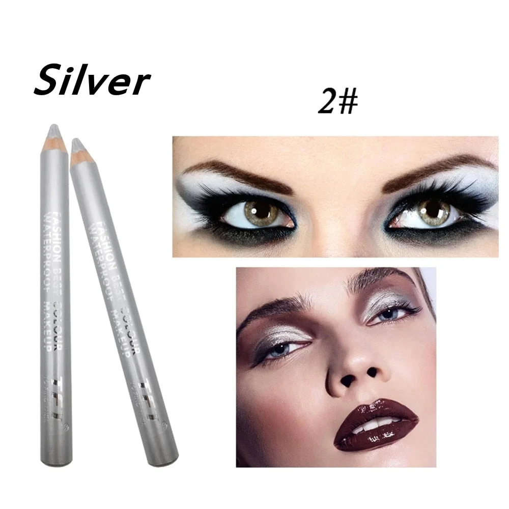 1pc Eyeliner Pen Highlighter Waterproof Matte Eyeshadow Pencil Glitter EyeShadow Pen Cosmetic Glitter Eye Shadow with Sharpener