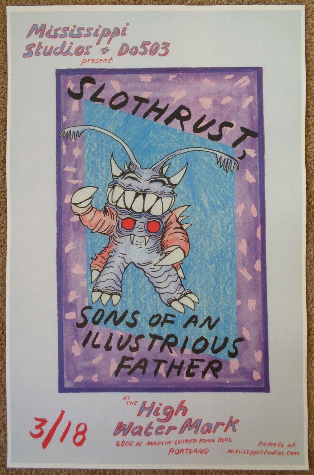 SLOTHRUST 2017 Gig POSTER Portland Oregon Concert