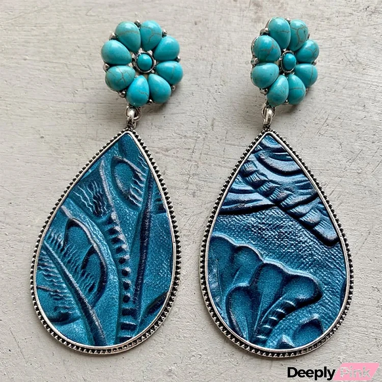 Turquoise Flower Teardrop Earrings