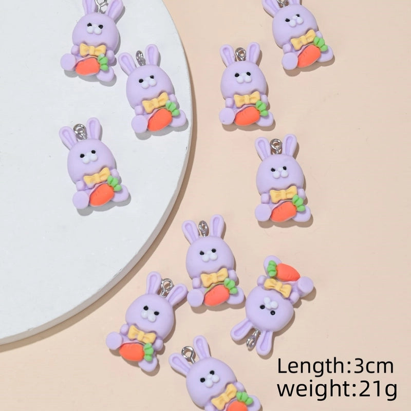 10 PCS/Package 30mm Hole Under 1mm Resin Rabbit Carrot Pendant