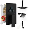 [US Local Warehouse] Mixer Shower W/ 12in Ceiling Mount 6in Wall Mount Showers Head Ceiling Mounted Shower System Combo Set Push Button Diverter with 2 in 1 Handheld for Bathroom and Hotel