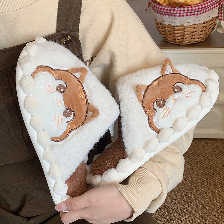 Cute Cat Winter Indoor Slippers - Gotamochi Kawaii Shop, Kawaii Clothes