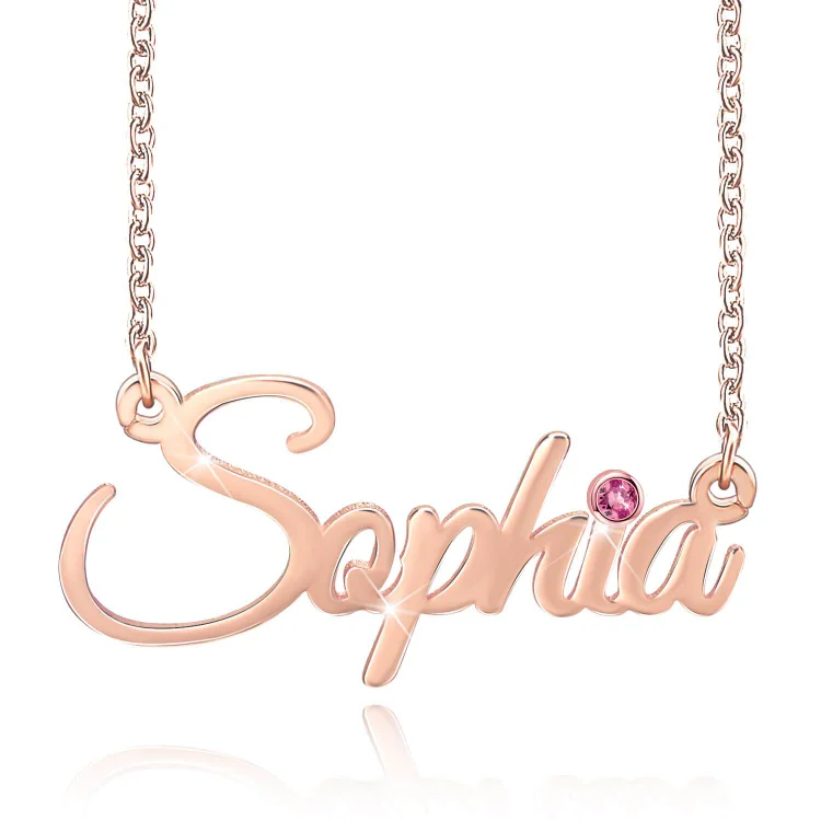 August Birthday Gift Personalized Name Necklace With Birthstone