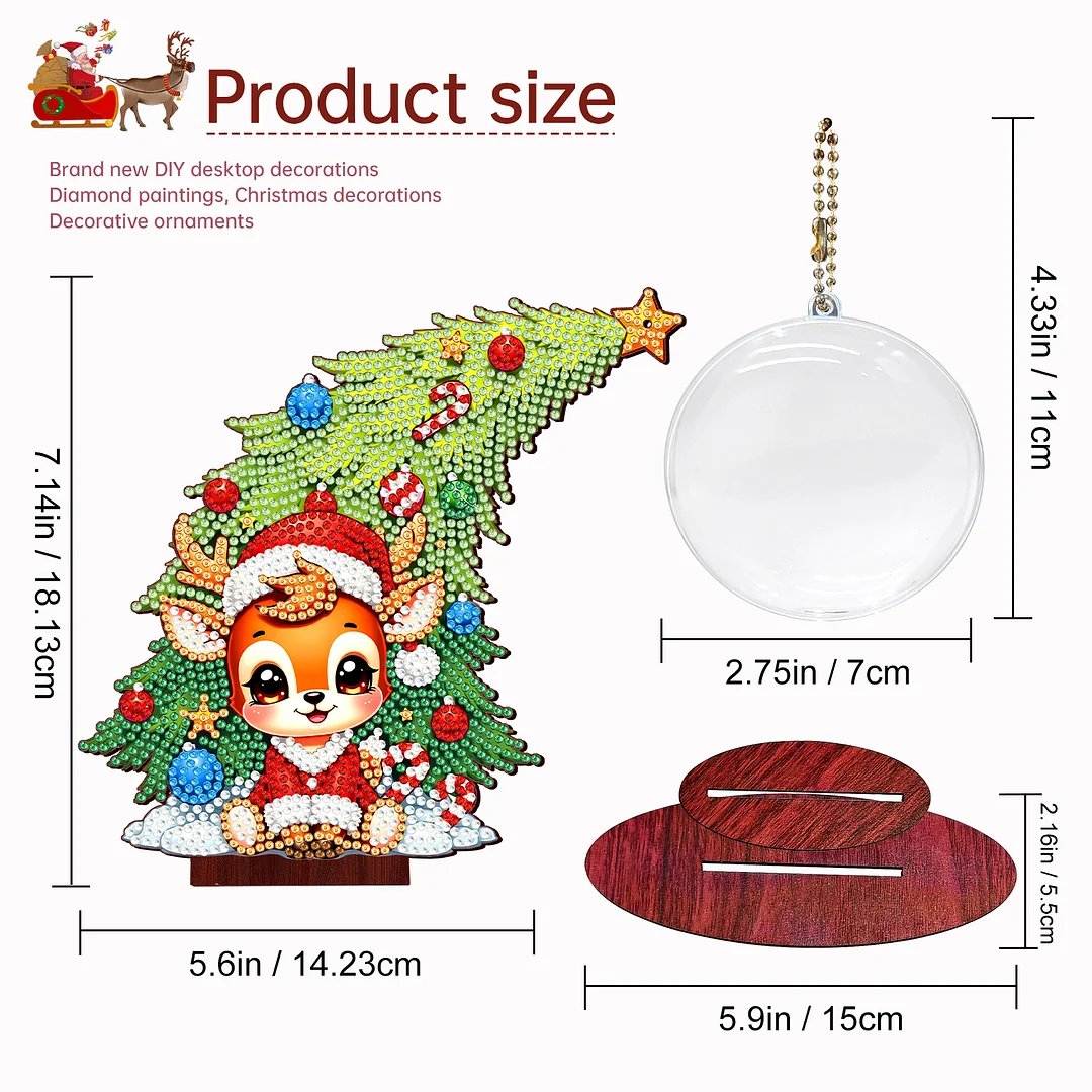 Photo Christmas Tree 5D DIY Diamond Art Tabletop Wood Decorations Ornament Kits