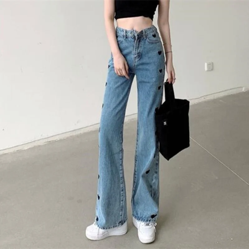 Woman Jeans High Waist Clothes Wide Leg Denim Clothing Blue Streetwear Vintage Quality 2021 Fashion Harajuku Straight Pants