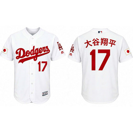 Men's Los Angeles Dodgers #17 Shohei Ohtani White Stitched Baseball Jersey