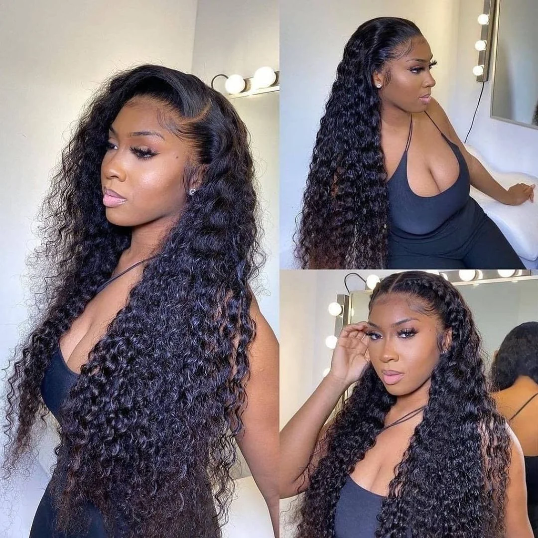 Curly Hair Deep Wave Black Long Wigs Women ELCNEPAL
