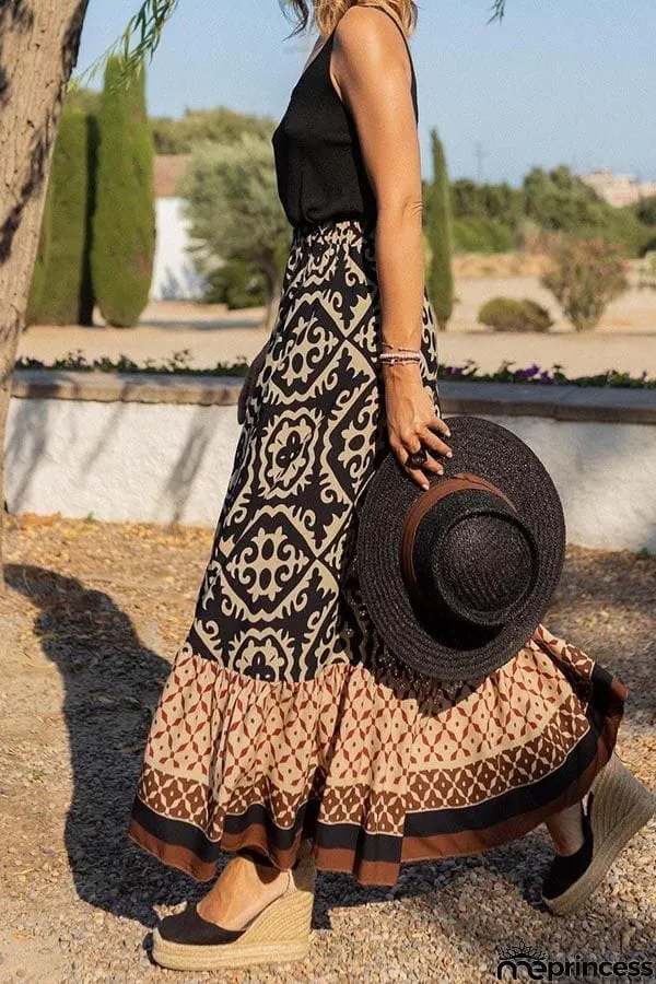 Gloria Bohemian Print Loose Panel Swing Skirt
