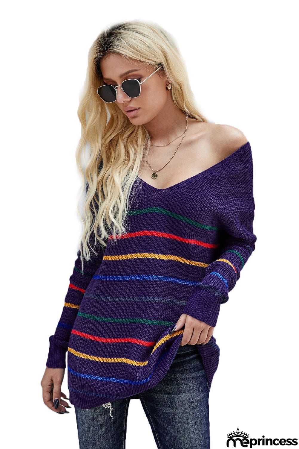 Multicolor Striped Knit Sweater