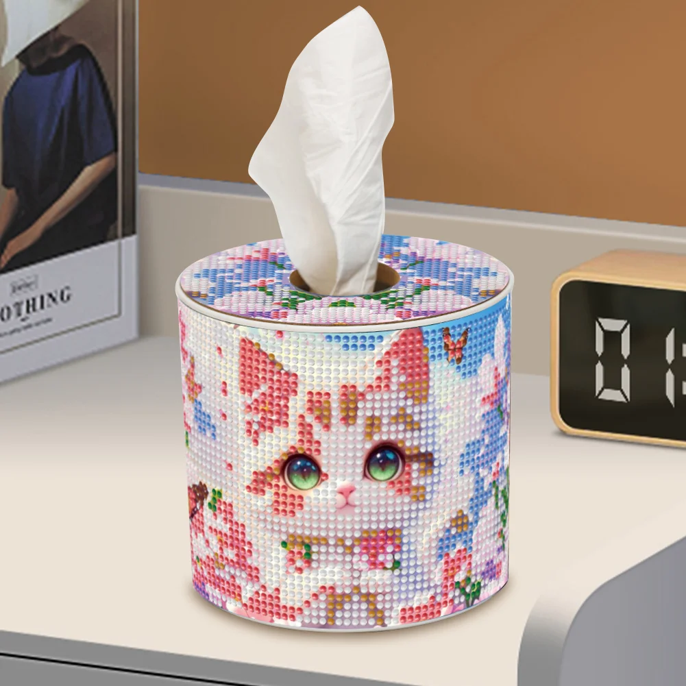 Kitten DIY Diamond Painting Handmade Tissue Holder Rhinestones Decor Tissue Box
