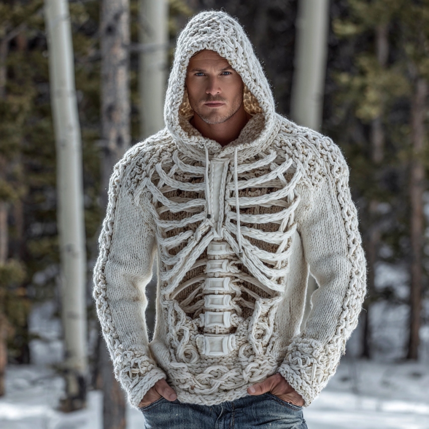 Men's Retro Viking Tribal Celtic Skull Art Knit Jacquard Warm Sweater  artssus