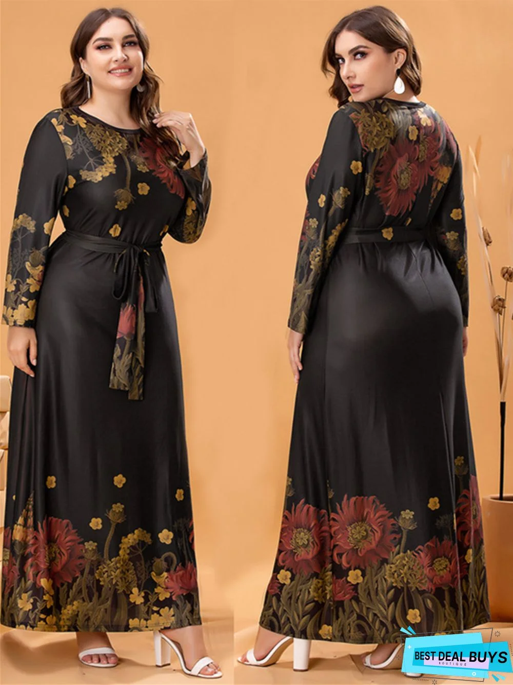 Spring Dress Noble Temperament Women's Dress Plus Size Knitted Long Sleeve Skirt