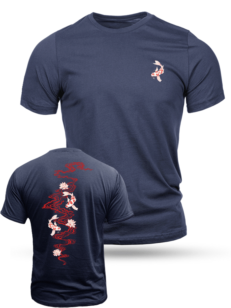 Men's Red River Sakura Koi Print Casual Short Sleeve T-shirt