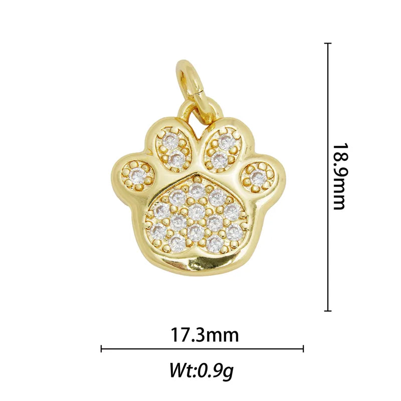 1 Piece 13.8*28.1mm 15.9*26mm 21.7*28.4mm Copper Pearl Zircon 18K Gold Plated Animal Paw Print Shell Jewelry Accessories Pendant
