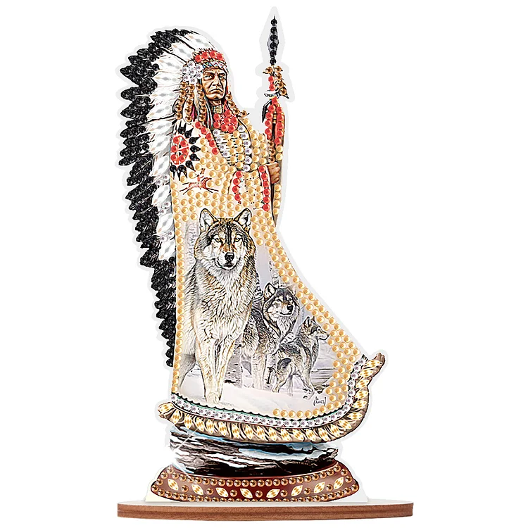 Wooden Native American Colorful Table Top Diamond Painting Ornament Kits Decor
