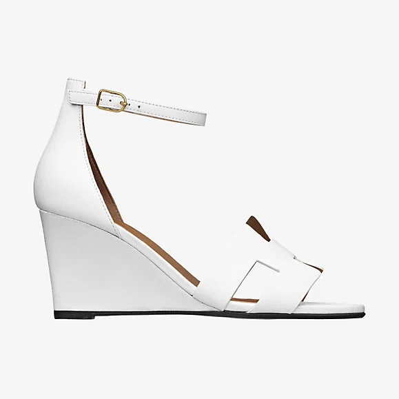 White Open Toe Wedge Sandals with Ankle Strap Vdcoo