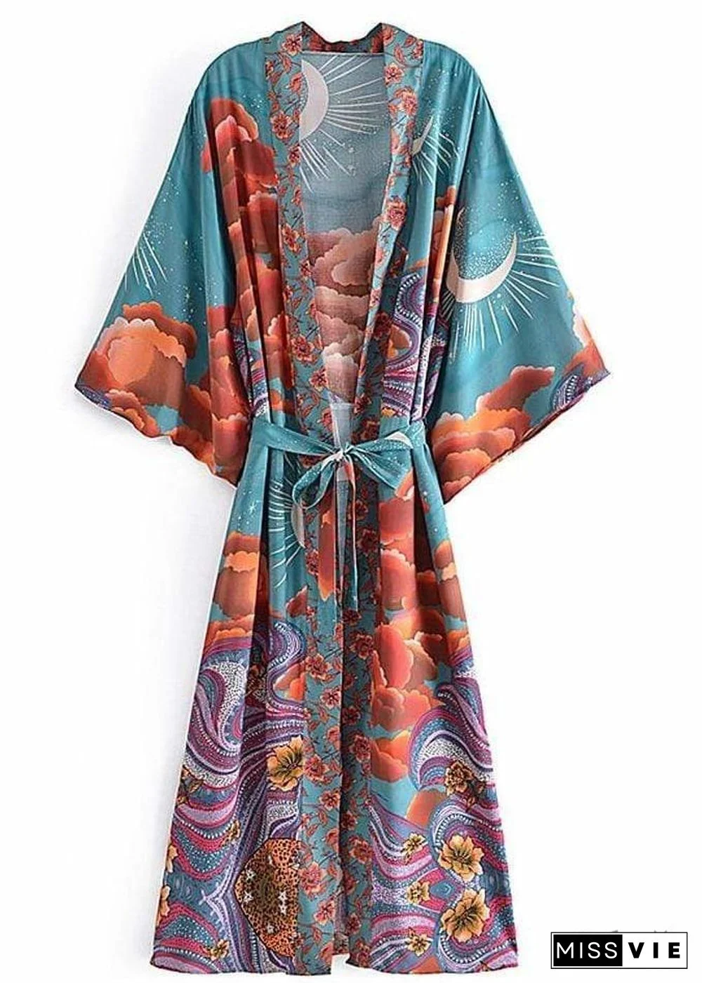 Women's Chic Galaxy Boho Kimono - Green Dress