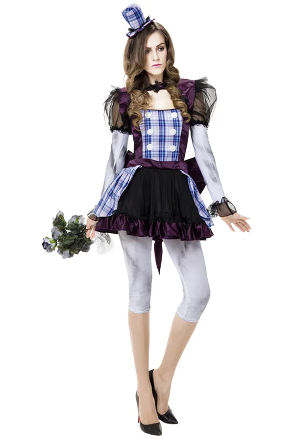 Women's Broken Doll Costume Halloween Costume Blue-elleschic