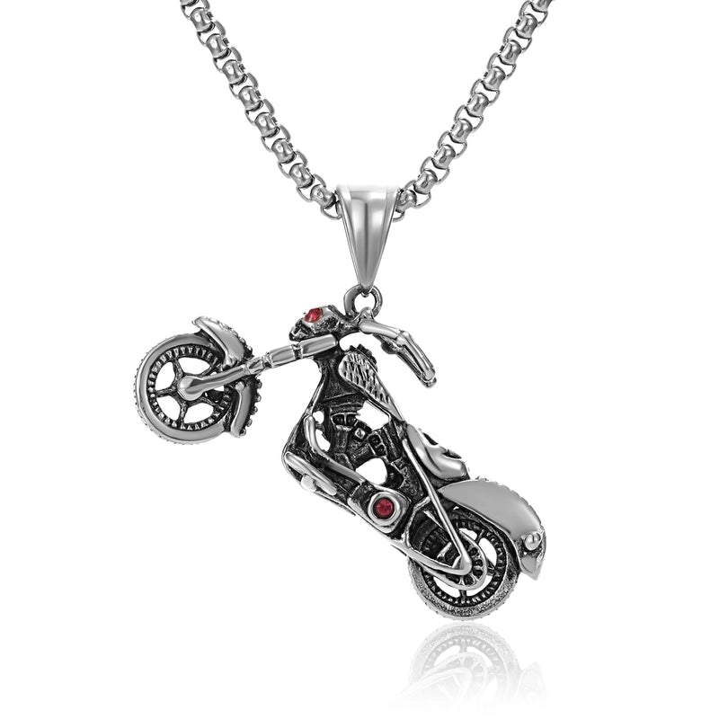 Casual Hip-Hop Punk Motorcycle Skull 304 Stainless Steel Men's Men Pendant Necklaces