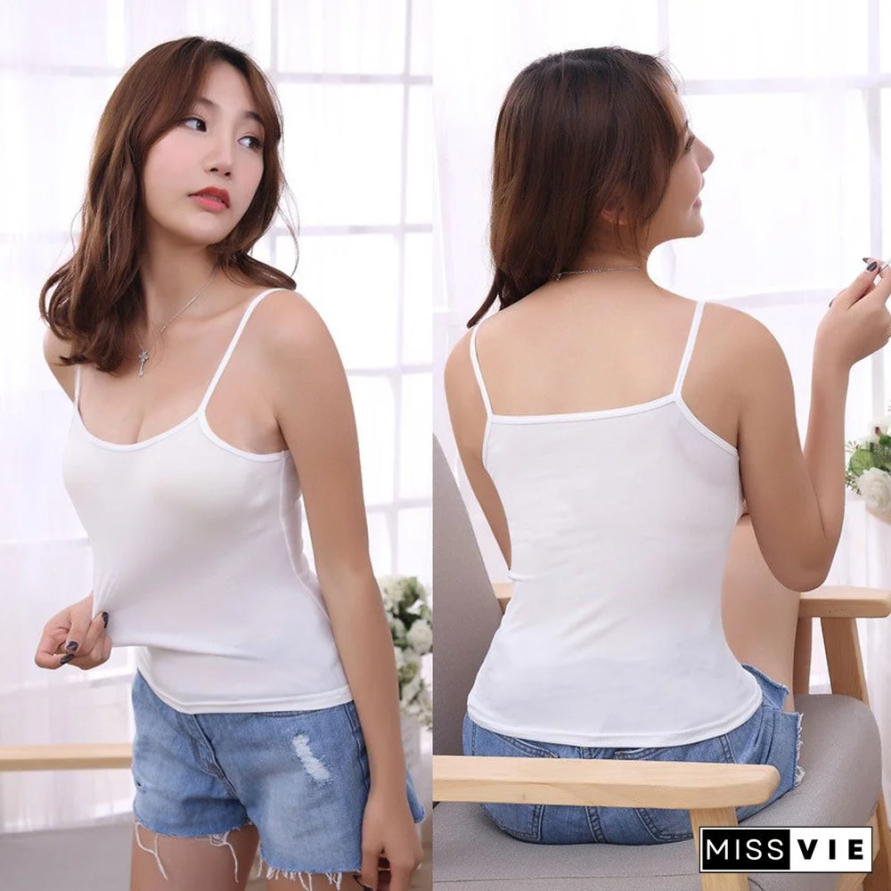 Sexy Solid Camisole Tops Vest For Women White Black Summer Basic Top Slim Sling Sleeveless Shirt Female Lady Tank Top