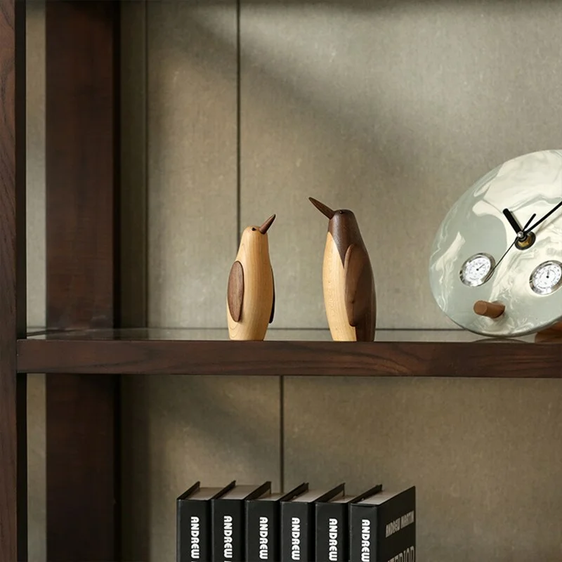 Denmark wood small penguin ornaments American country soft decoration Housing model study desktop wooden play equipment