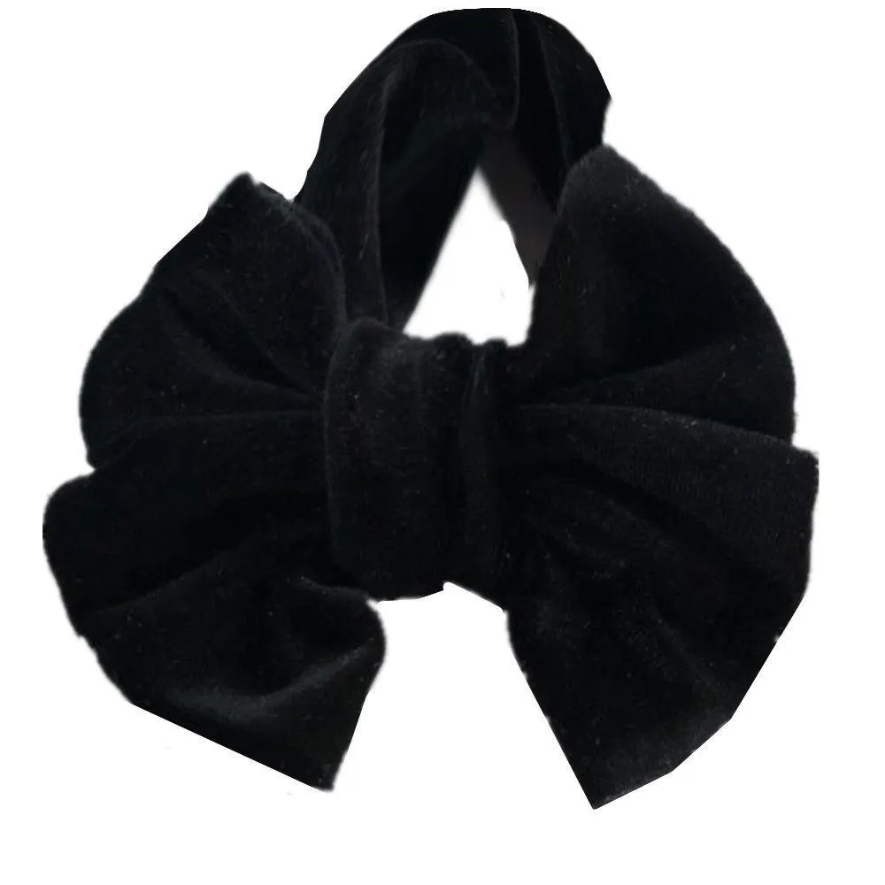 2019 Brand New Baby Toddler Kids Girls Bow Hairband Velvet Turban Knot Cotton Headband Solid Candy Color Headwear Gift 3M-12T