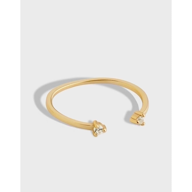 925 Sterling Silver Zircon Round Open Ring