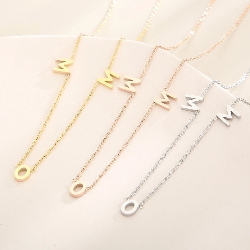 Stainless Steel 18K Gold Plated MAMA Minimalist Plating Solid Color Necklace