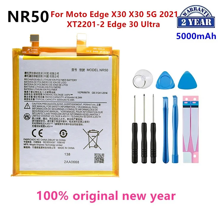 100% Original NR50 5000mAh Battery For Motorola Edge X30 X30 5G 2021 XT2201-2 Edge 30 Ultra  Phone Batteries+Tools
