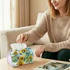 (24cm)Diamond Art Tissue Box DIY PU Napkin Cover for Home(Sunflowers and Dragonflies)