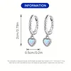 Sterling 925 Silver Heart Opal Hoop Earrings