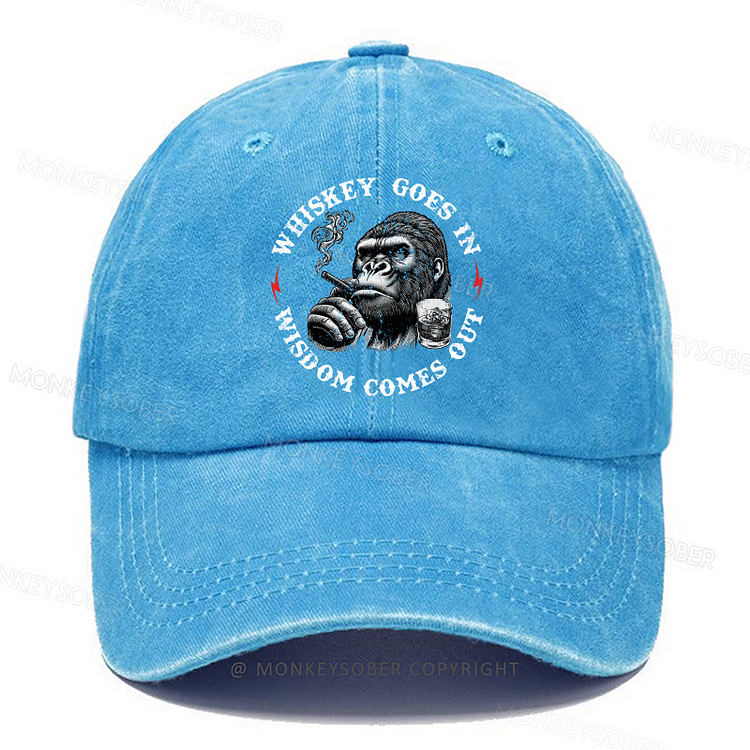 Personalized “Whiskey Goes In Wisdom Comes Out ”Custom Washed Baseball Caps