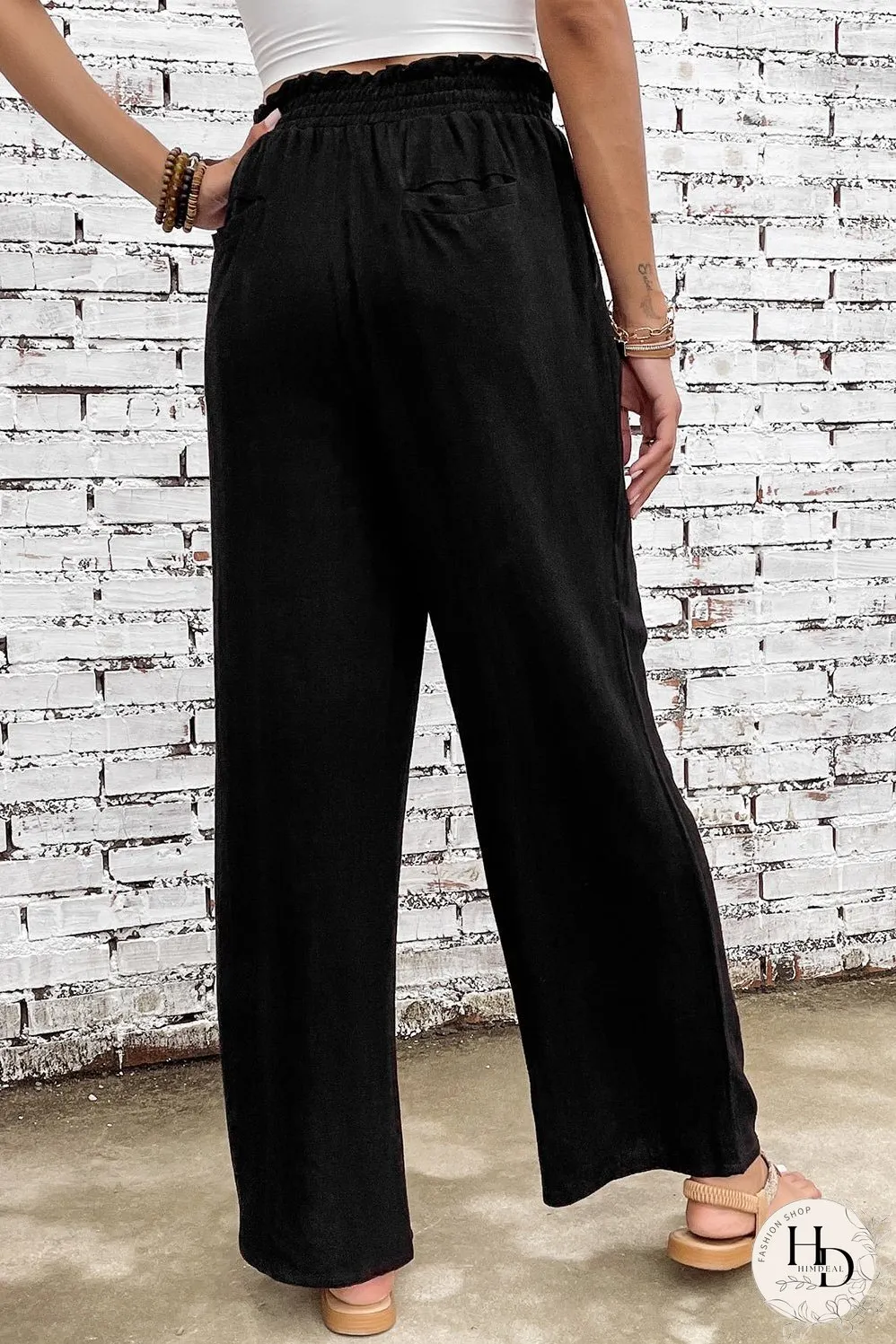 Double Take Elastic Waist Straight Leg Pants with Pockets