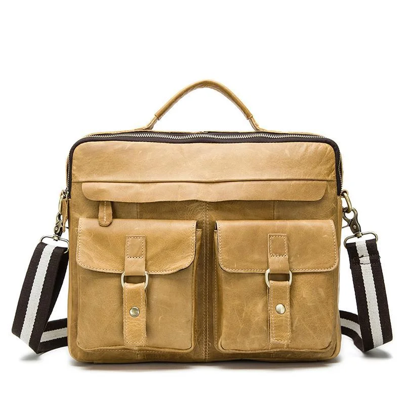 High Quality Retro Men's Shoulder Bag Large Capacity Leather Handbag