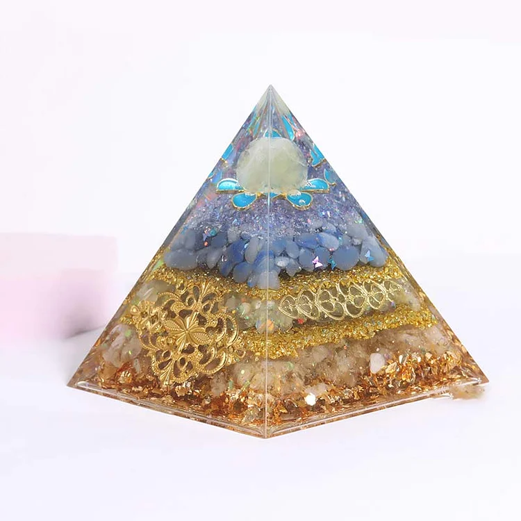 Peridot With Blue Aventurine Prosperity Orgone Pyramid