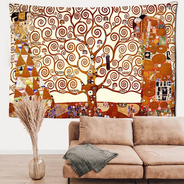 Psychedelic Tree of Life Tapestry Gustav Klimt Kiss Wall Hanging Hippie Boho Decor Wall Cloth Abstract Painting Home Decor