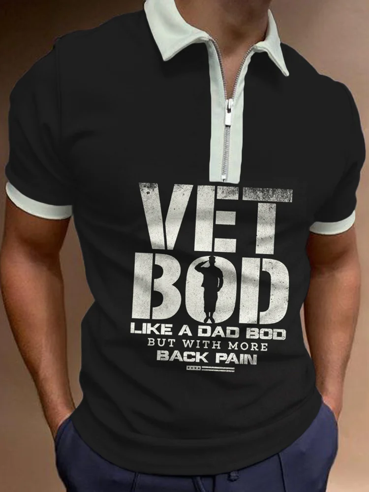 BrosWear Men's Vet Bod Like A Dad Bod But With More Back Pain Polo Shirt