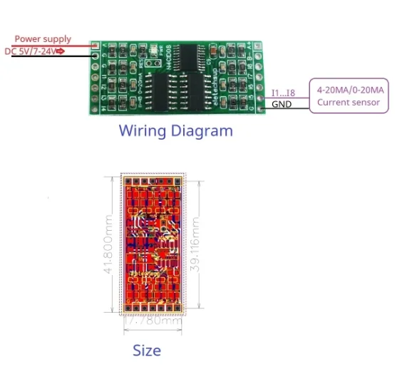 ADC RS485 Modbus Paperless Recorder 2.54MM PinBoard 8AI 0-5V 0-10V 4-20MA 0-20MA Voltage Current Collector