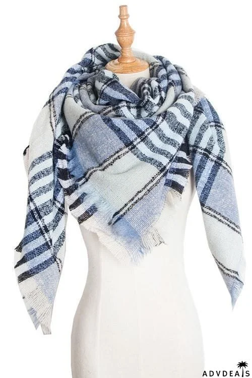 Plaid Ripped Hem Scarf