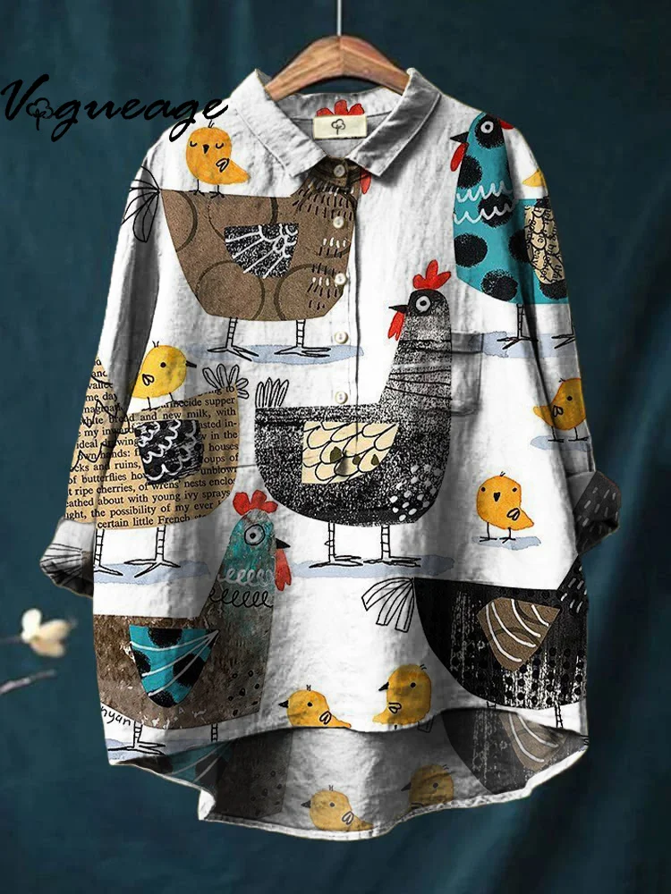 Women's Colorful Chick Print Shirt