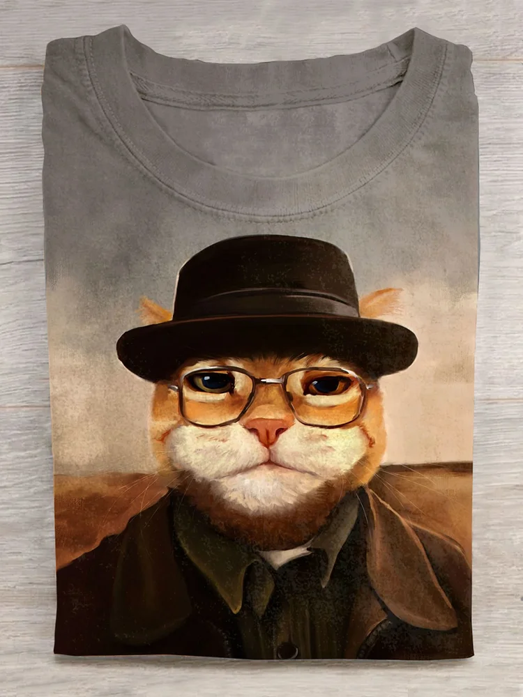 Cute Funny Cat Art Print T-shirt